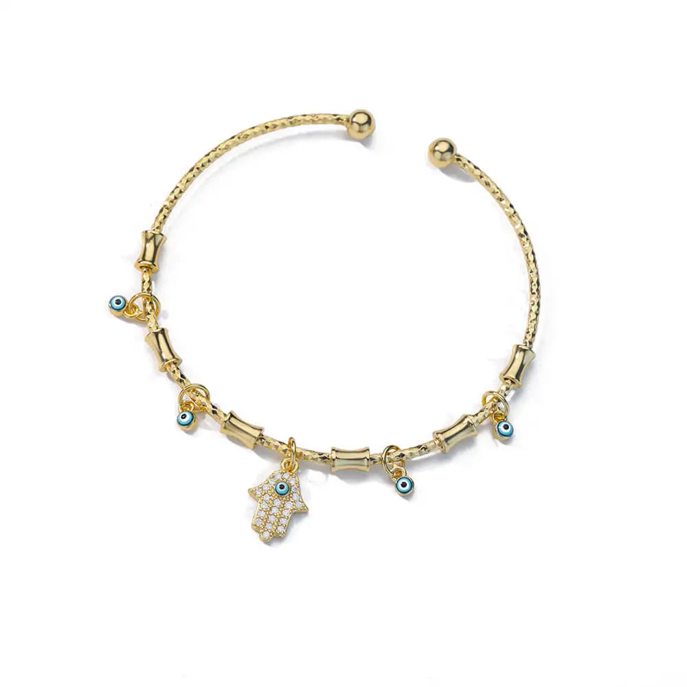 Hand Evil Eye Bracelet For Women Stainless Steel Zircon Bangle Sets Turkish Luxury Party Jewelry pulseras bijoux femme Vera Lux