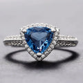 925 Sterling Silver Luxury Dark Blue Zircon Triangle Rings for Women Fashion Classic Engagement Wedding Jewelry Anniversary Gift Vera Lux