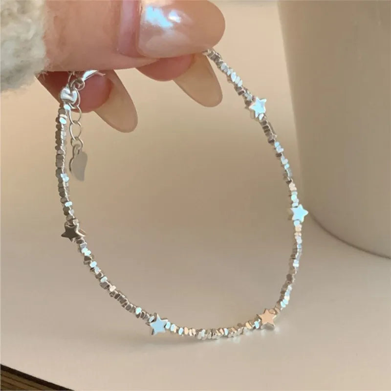 925 Sterling Silver Star Bead Bracelet For Women Fragmented Silver Sweet Romantic Versatile Trend Jewelry Gifts Dropshipping Vera Lux