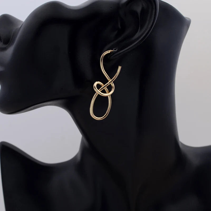 Vintage Metal Knitted Dangle Earrings for Women Personalized Fashion Distorted Irregular Geometry Drop Earrings Punk Jewelry Vera Lux