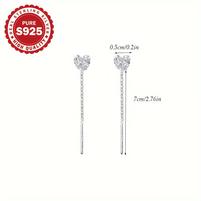 S925 Sterling Silver Long Dangle Earrings Pair Suitable for Daily Wear Valentine's Day Gift Women's Jewelry Low Allergy Vera Lux