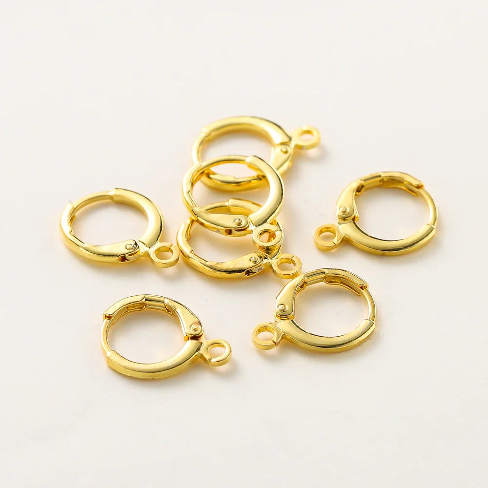 10pcs 14K 18K Gold Plated Brass France Blank Round Opening Earing Hook Ear Pendant Clips Loop For DIY Jewelry Making Findings Vera Lux