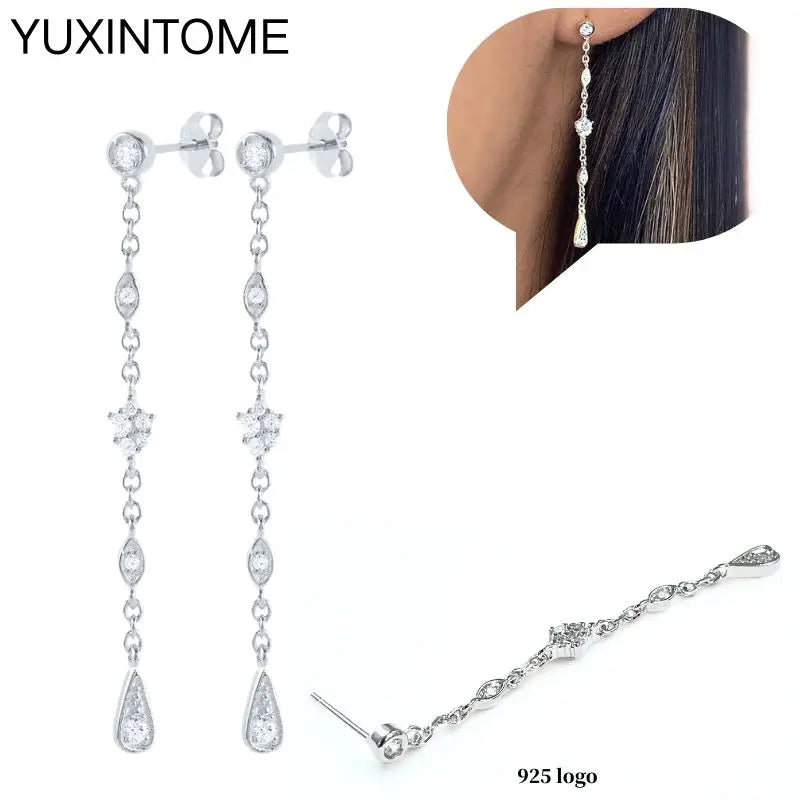 925 Sterling Silver Ear Needle Fashion Hoop Earrings White Crystal Luxury Women's Silver Earrings Wedding Women's Jewelry Gift Vera Lux