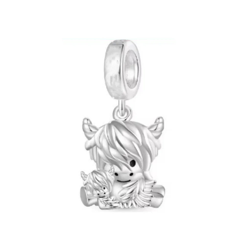 2026 925 Silver Flower, Butterfly, Highland Cow, Motorcycle Pendant Fit European Original Bracelet DIY Jewelry Exquisite Jewelry Vera Lux