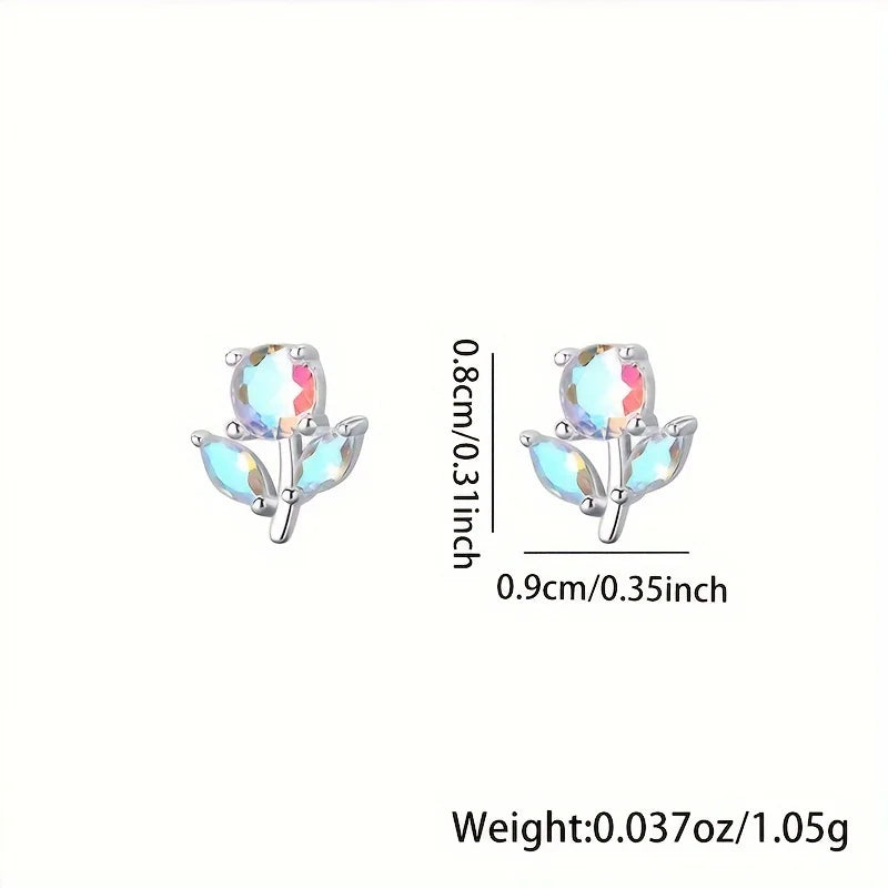 Fruit Bubble Colorful Zircon Flower Earrings Women's Fashion Personality Trendy Luxury Forest Earrings Versatile Ins Vera Lux