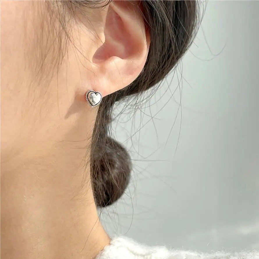 925 Sterling Silver Heart Small Stud Earrings For Women Wedding Luxury Jewelry Accessories Wholesale 2024 Trend Jewellery Vera Lux
