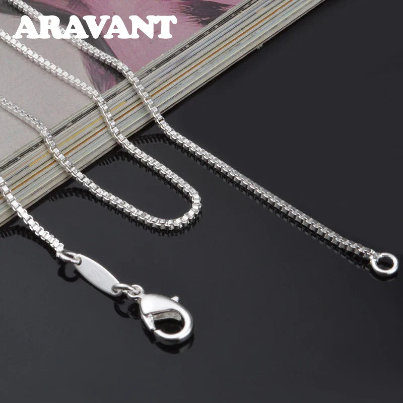 Aravant 925 Silver 2MM Box Chain Necklace Women Wedding Party Jewelry Vera Lux