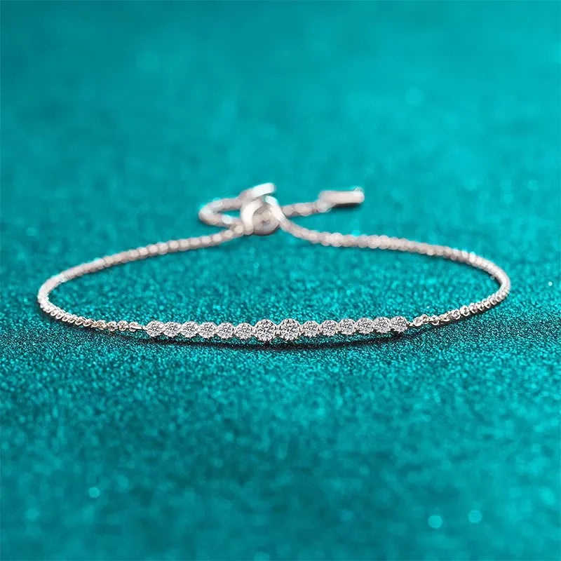 NeeTim Full D VVS1 Moissanite Bracelets for Women S925 Sterling Silver Lab Diamond Bracelet Wedding Birthday Party Jewelry Gift Vera Lux