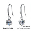 NeeTim 1ct 6.5mm Moissanite Droop Earrings for Women Original Wedding Chrismas Gift S925 Sterling Silver Hoop Earring Wholesale Vera Lux