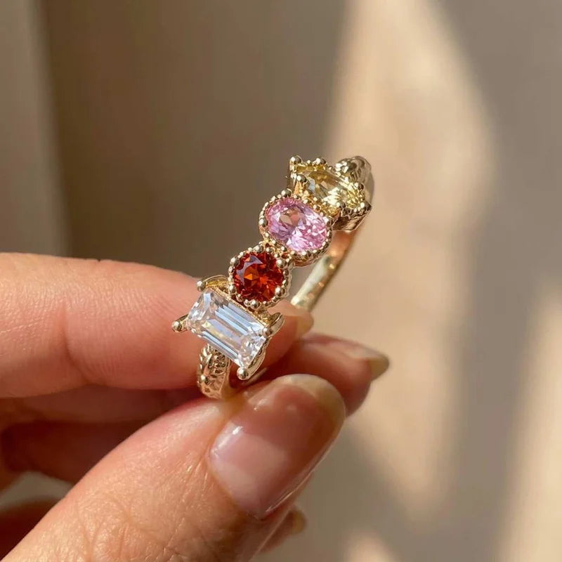 925 Sterling Silve Cubic Zirconia Women Rings for Wedding Party Luxury Gold Color Bright Female Rings Party Trendy Fine Jewelry Vera Lux