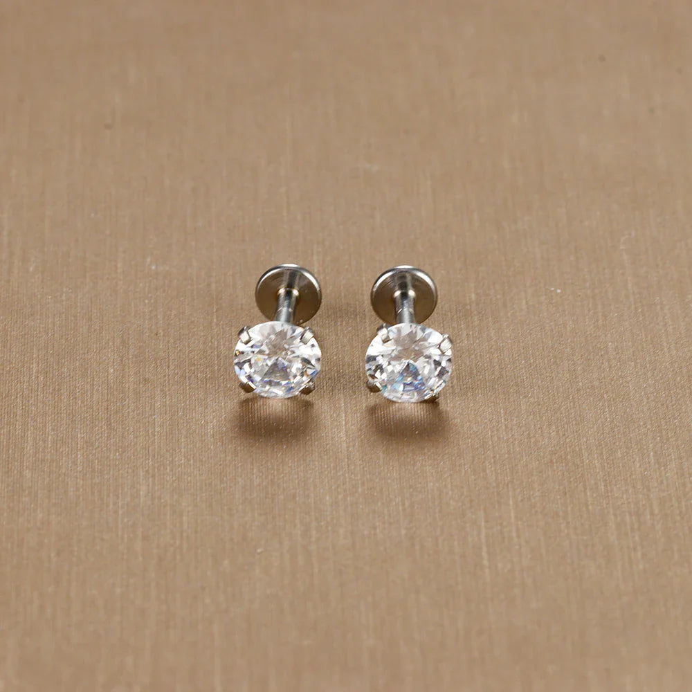 2PC Labret Tragus Stud Earrings 16G Surgical Stainless Steel CZ Crystal  Monroe Helix Cartialge Conch Medusa Lip Body Piercing Vera Lux