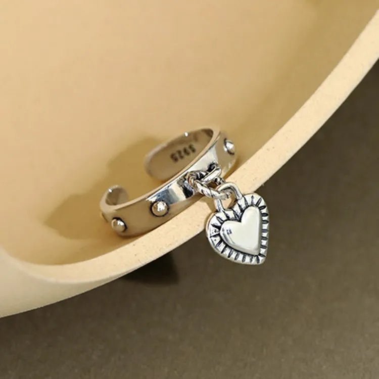 925 Sterling Silver Heart Pendant Adjustable Rings For Women Wedding Luxury Jewelry Wholesale  and Vera Lux