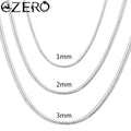 40-75cm 925 Sterling Silver 1MM/2MM/3MM solid Snake Chain Necklace For Men Women Fashion Jewelry for pendant free shipping Vera Lux