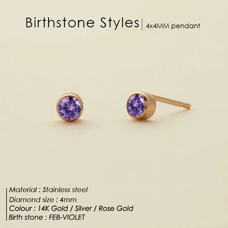316 Stainless Steel Birthstone Ear Stud Piercing Gun Gold Color Push-Back Earrings Piercing Safe For Baby And Women Gift Jewelry Vera Lux