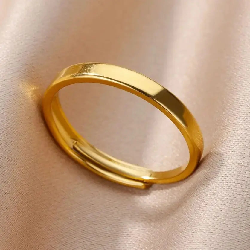 Minimalist Stainless Steel Rings For Women Gold Color Adjustable Finger Rings Fashion Wedding Waterproof Jewelry Gift Vera Lux