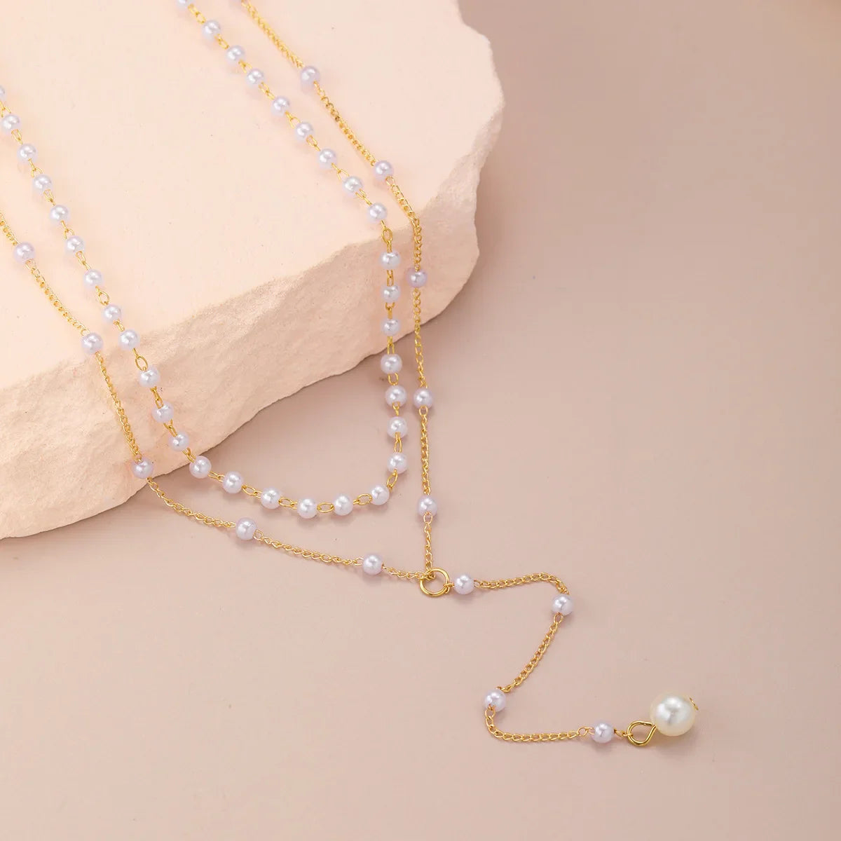 Korean Fashion Imitation Pearl Double Layered Choker Big Ball Bead Pendant Tassel Necklace Women's Sexy Party Body Jewelry Vera Lux