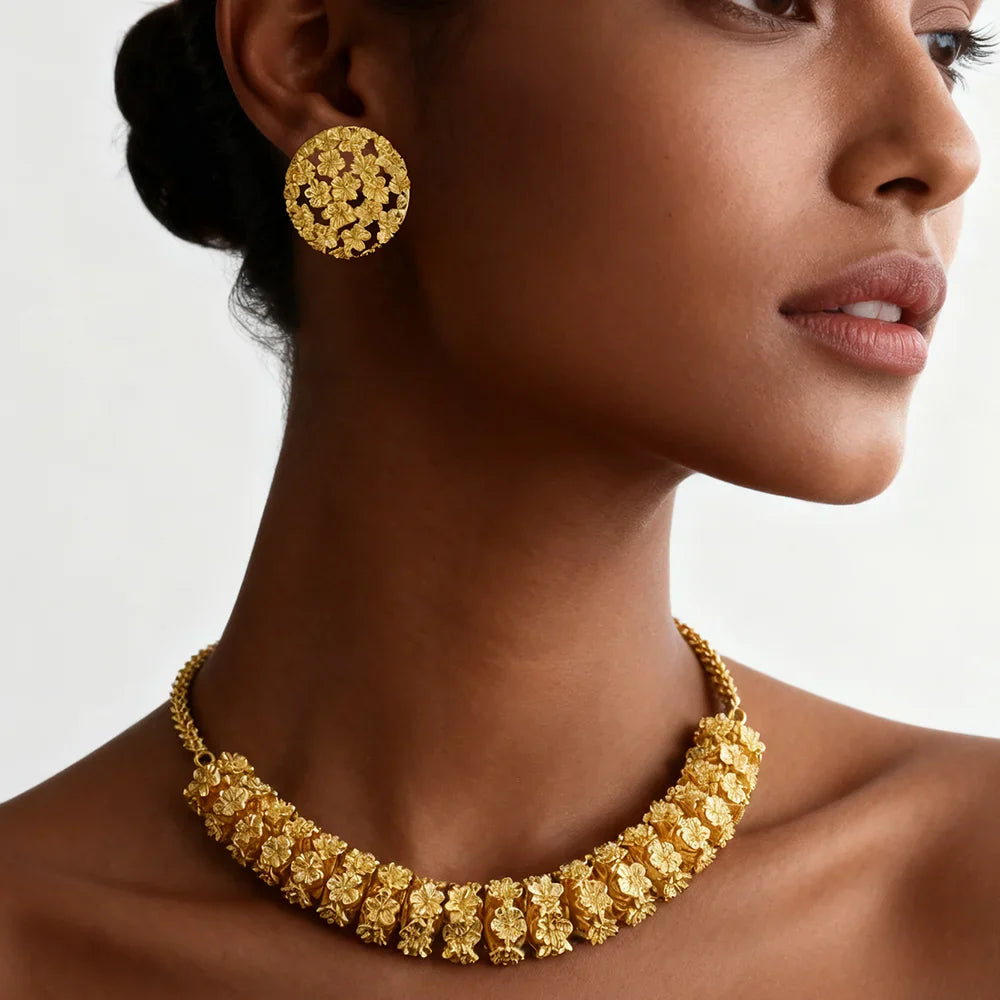 gold plated earrings ring necklaces for women luxury gold cuban necklace set High Quality designer men woman Jewelry sets gift Vera Lux