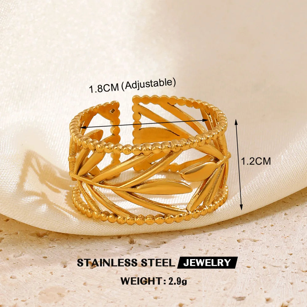 1Pc Stainless Steel Gold Color Rings For Women Waterproof Geometric Open Finger Ring Girls Fashion Daily Jewelry Accessories Vera Lux