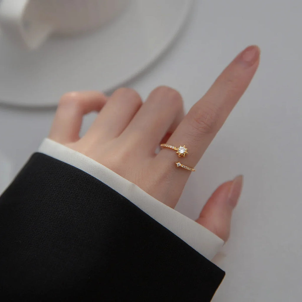 925 Sterling Silver Zircon Star Adjustable Rings For Women High Quality Jewelry Accessories Wholesale  Jewellery Argent 925 Vera Lux