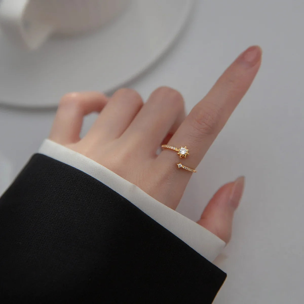 925 Sterling Silver Zircon Star Adjustable Rings For Women High Quality Jewelry Accessories Wholesale  Jewellery Argent 925 Vera Lux