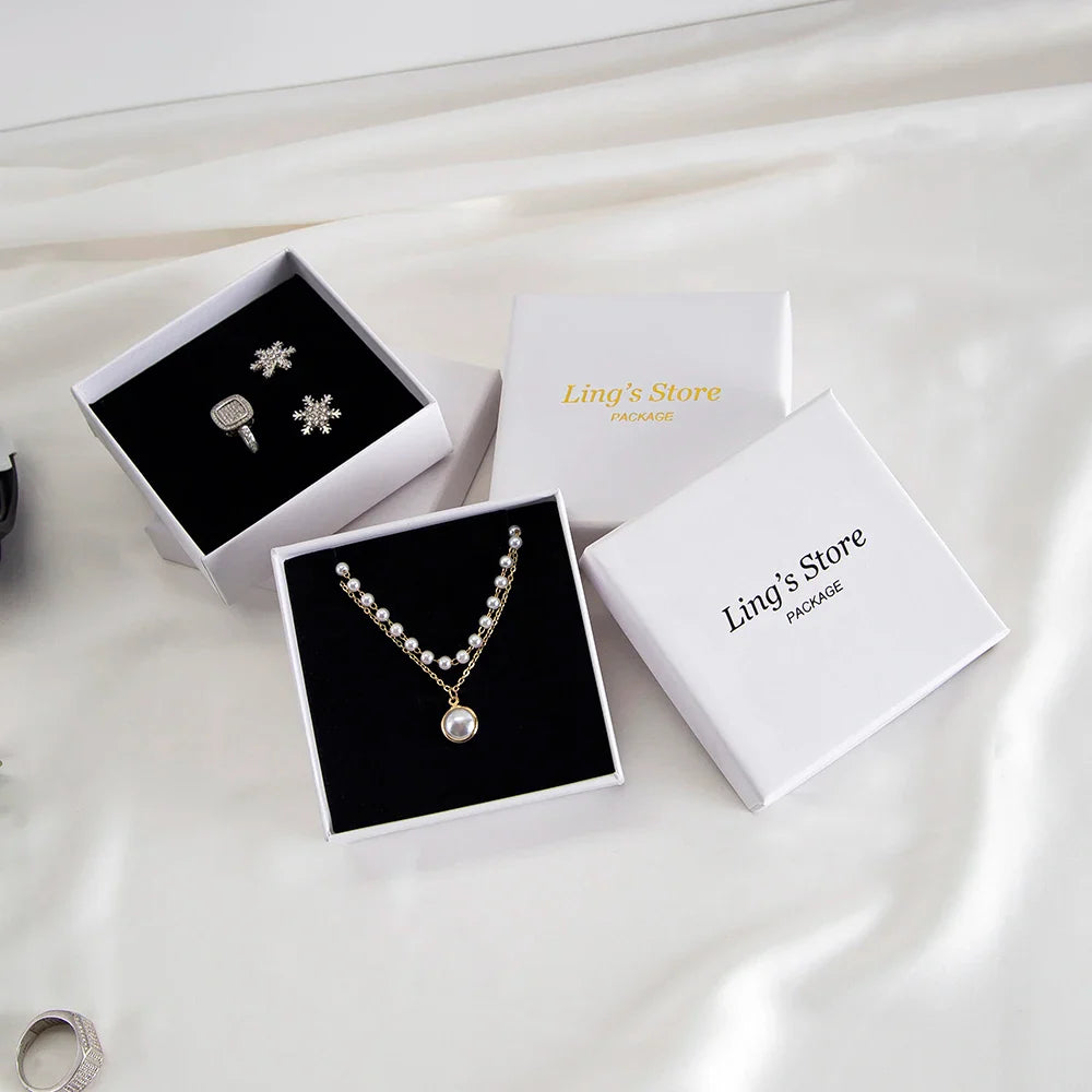 24Pcs Personalized Logo Jewelry Paper Gift Box Wedding Favors Ring Earring Necklace Pendant Bracelet Stud Bag Storage Packaging Vera Lux