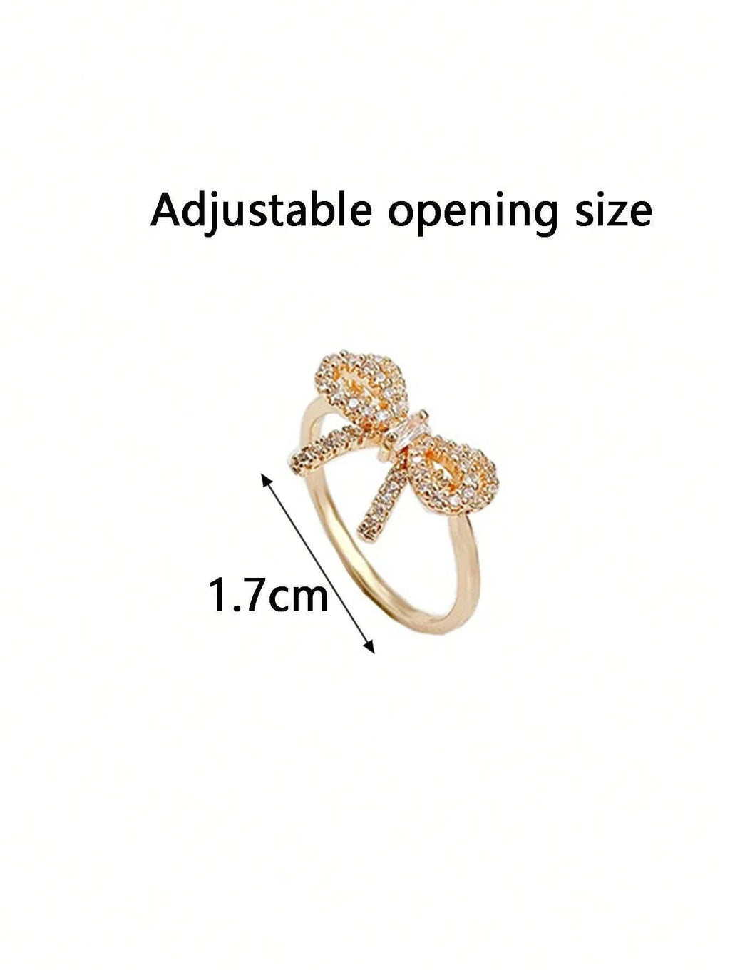 Yupsk Korean Fashion Micropaved Crystal Zirconia Bow Ring for Women Girls Exquisite Ins Trendy Minimalist Finger Rings Jewelry Vera Lux