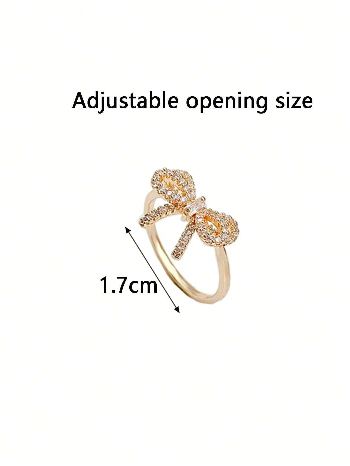 Yupsk Korean Fashion Micropaved Crystal Zirconia Bow Ring for Women Girls Exquisite Ins Trendy Minimalist Finger Rings Jewelry Vera Lux