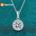 NeeTim 1 Carat Real Moissanite Pendant For Women Lab Diamond Necklace 925 Sterling Silver Fine Jewelry Girl Valentine's Day Gift Vera Lux