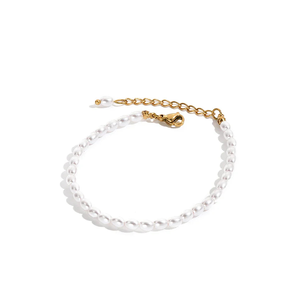 COLALA Imitation Pearl Bracelet Oval Pearl Stainless Steel Bracelet Women's Holiday Gift Vera Lux