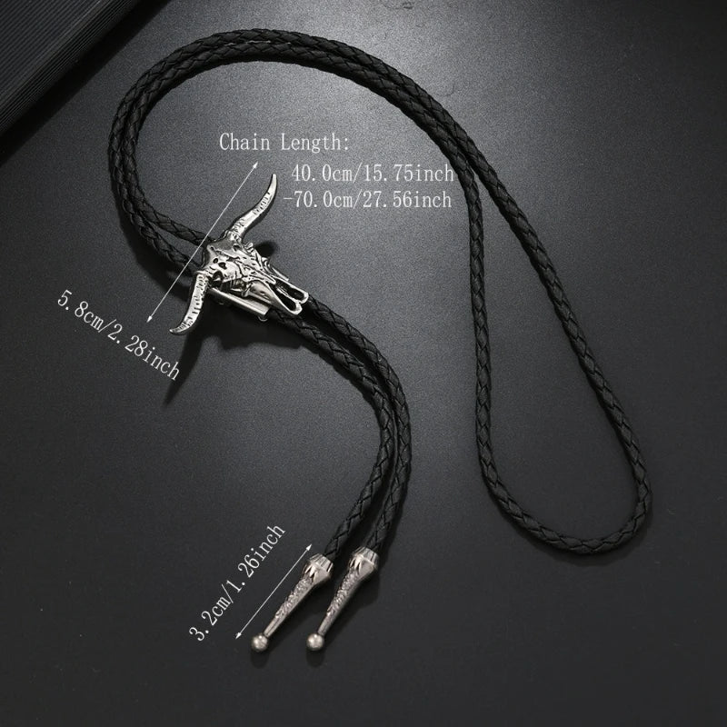 1Pcs Men's Long Necklace Pendant Bullhead Western Cowboy Elements Creative Styling Adjustable Chain Necklace Pendant Vera Lux