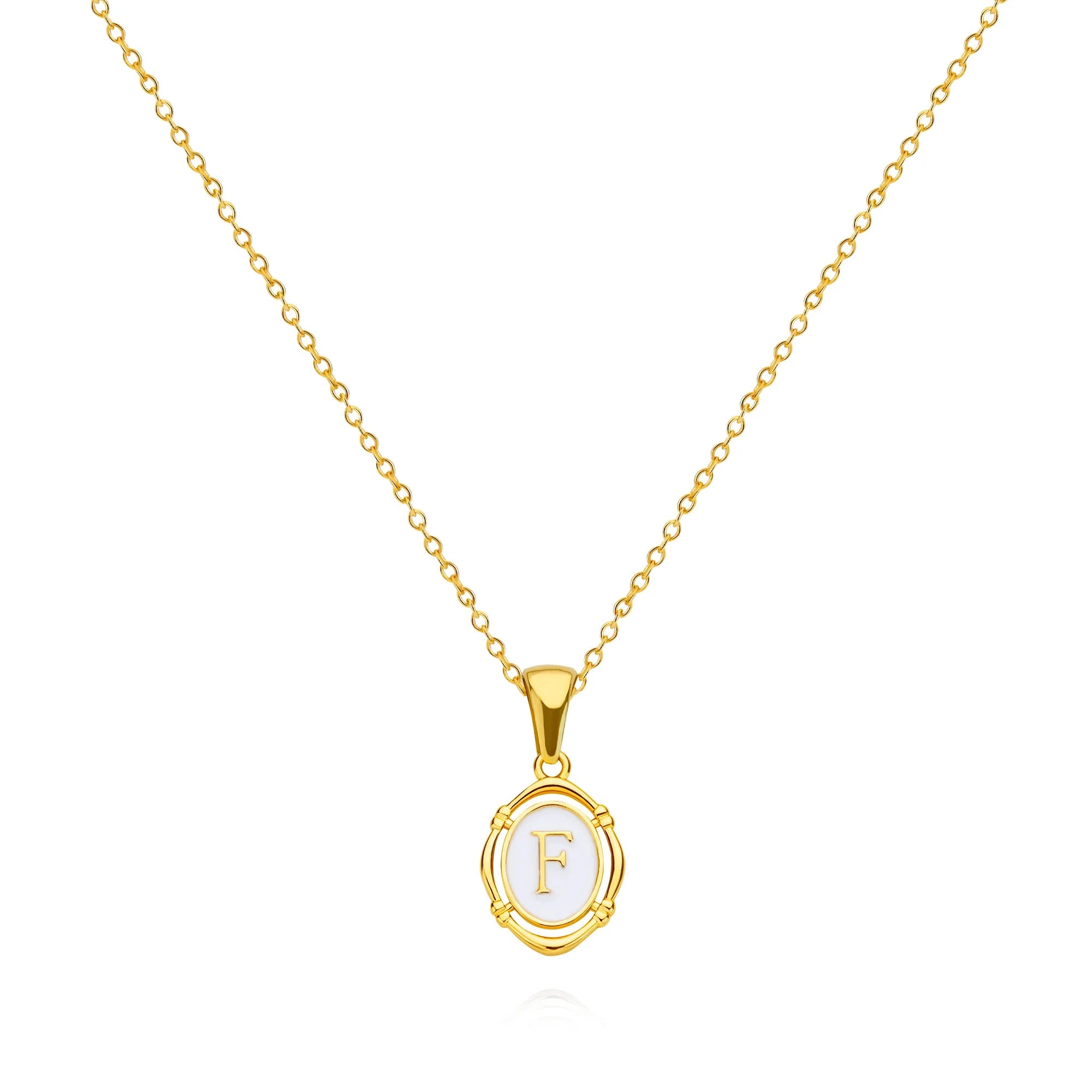 A-Z Letter Initial Enamel Necklace For Women Gold Color Stainless Steel Chain Exquisite Pendant Necklace Fashion Jewelry Gift Vera Lux