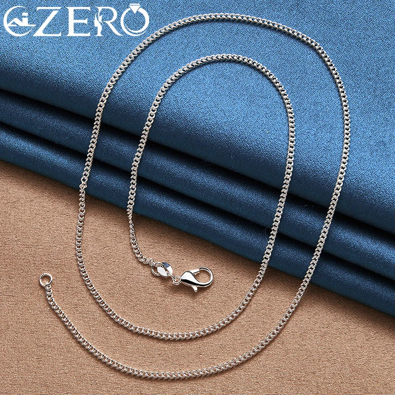 ALIZERO 40-70cm 925 Sterling Silver 2mm Side Chain Necklace For Women Men Wedding Party Fashion Charm Jewelry Gift Vera Lux