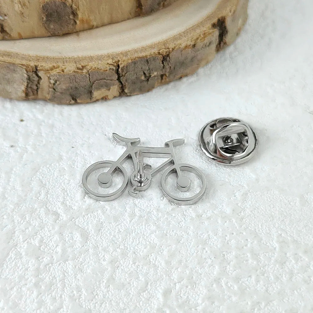New punk style bicycle hollow stainless steel gold-plated badge, suit lapel pin waterproof black, men's brooch set Vera Lux
