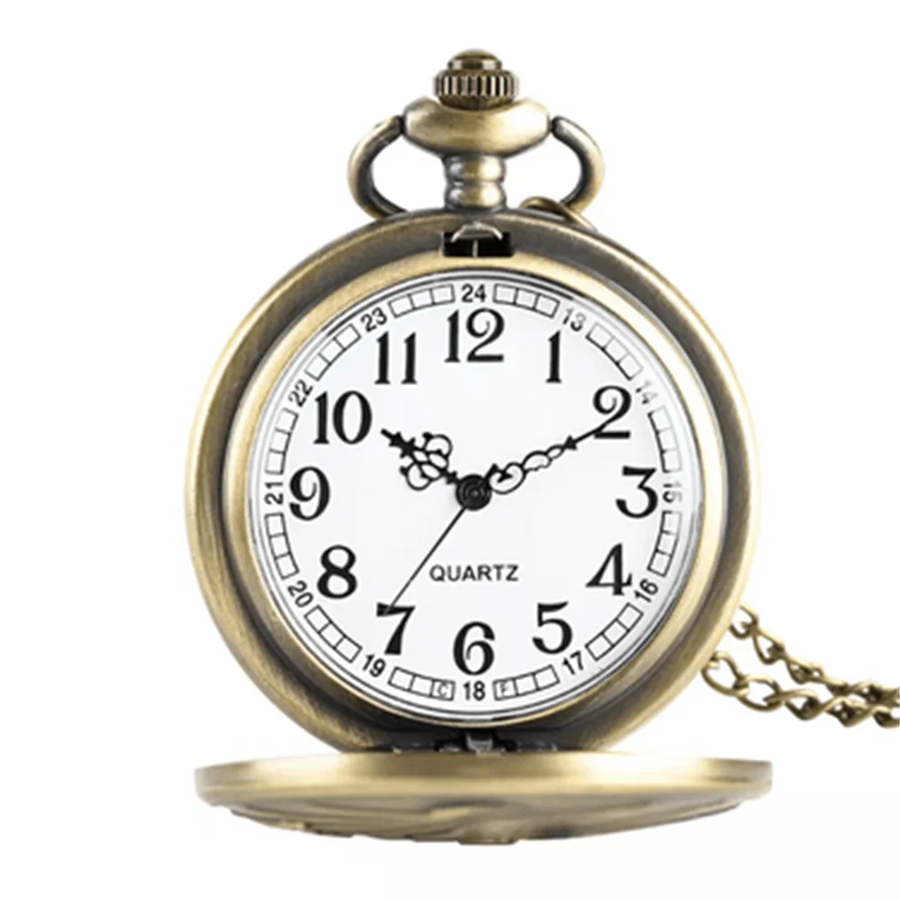 Bronze Masonic Vintage Necklace Pendant Quartz Clamshell Arabic Digital Pocket Watch The Best Gift Vera Lux