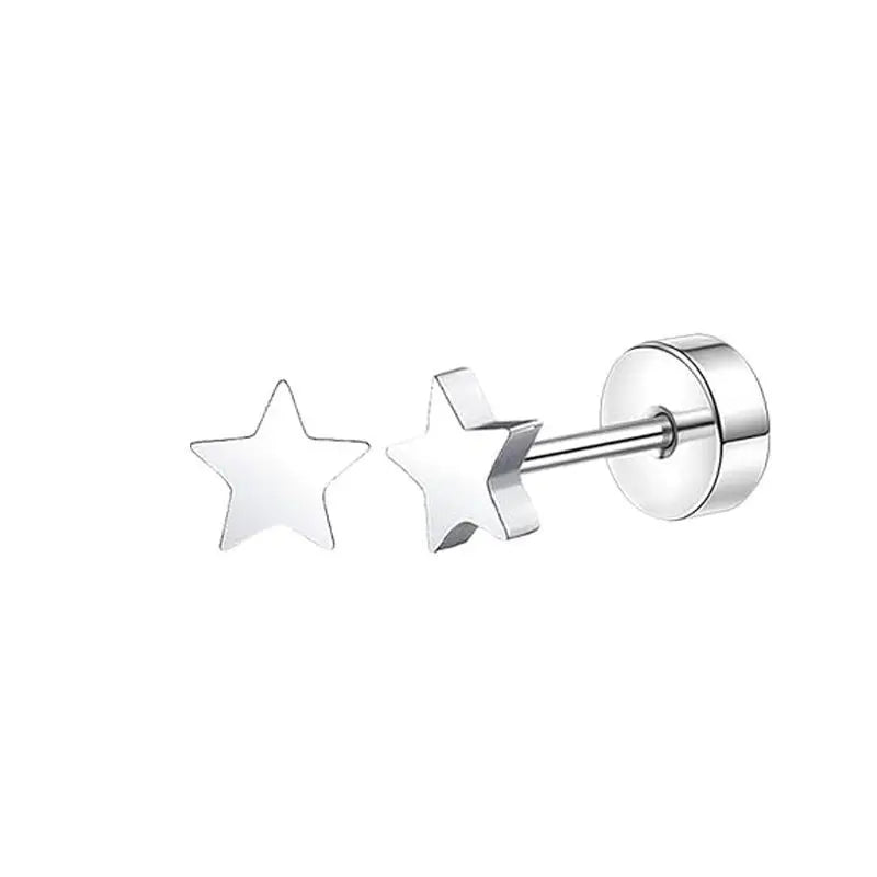 2PCS/Set Stainless Steel Heart Moon Earbone Stud Screw Ball Stud Earrings for Women Fashion Ear Tragus Cartilage Body Piercing Vera Lux