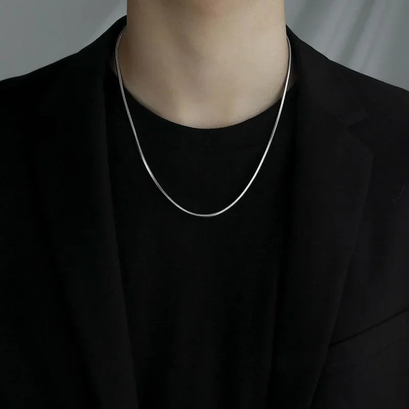 1Pcs Punk Hip-hop Snake Link Chain 925 Sterling Silver Necklace for Men Women Male Jewelry Gifts Cadenas Para Hombre Vera Lux