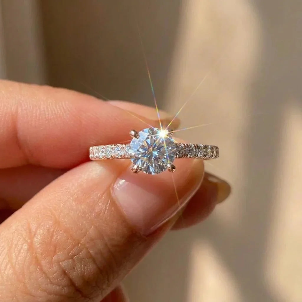 925 Sterling Silver Gorgeous Shiny Zircon Round Rings for Women Anniversary Marry Luxury High Quality Fine Jewelry Gift Vera Lux