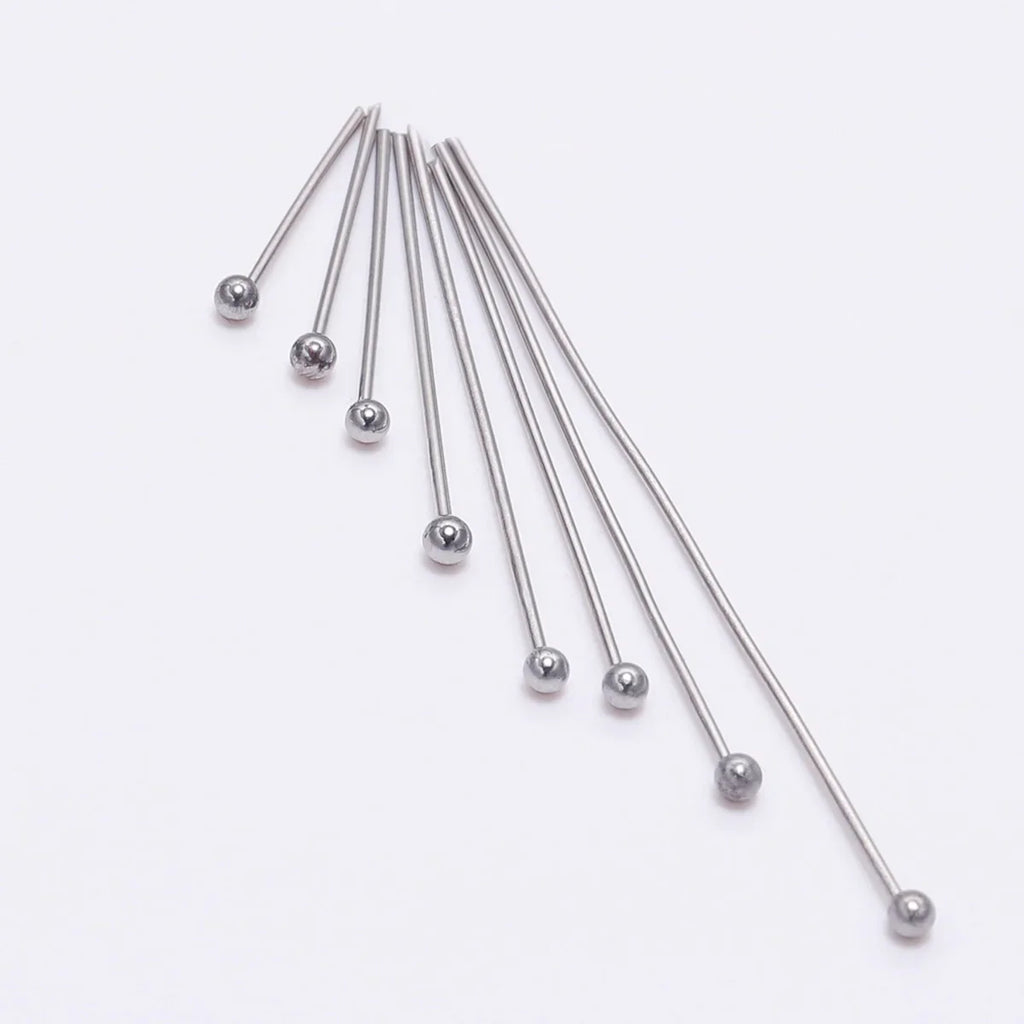 100pcs/Pack Stainless Steel 15-50mm Silver Ball Head Pins For Handmade DIY Jewelry Making Headpin Findings Accessories Vera Lux