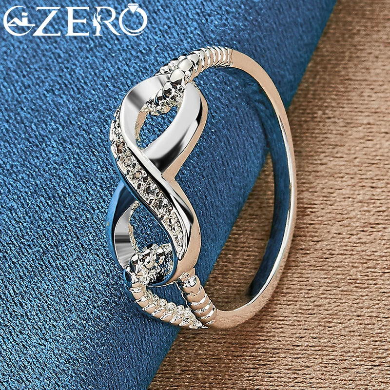 ALIZERO 925 Sterling Silver Zircon 8-Shape Ring for Women Wedding Rings Engagement Band Eternal Manifesto Jewelry Couple Gift Vera Lux