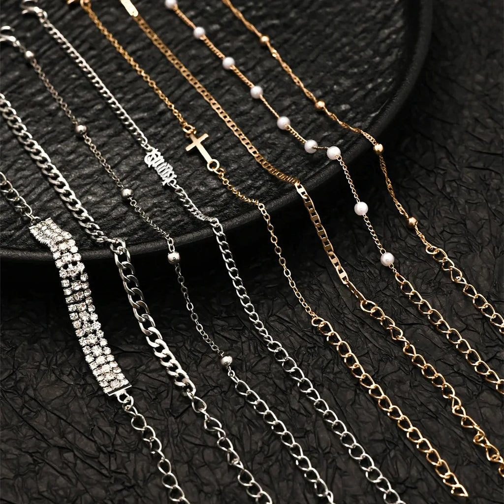 8pcs Fashion Women Stainless Steel Bracelet Stackable for Women, Thin Herribone Chain Bracelet Waterproof Gold Plated Jewelry Vera Lux
