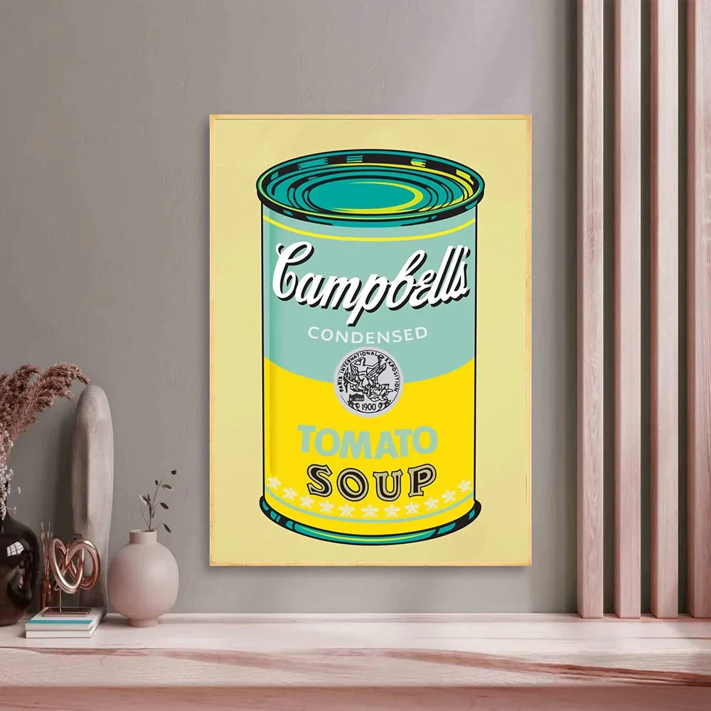 Andy Warhol Pop Art Tomato Soup Poster Canvas Painting Vintage Kitchen Art Aesthetic Decor Home Room Wall Decoration Retro Decor Perfecsy