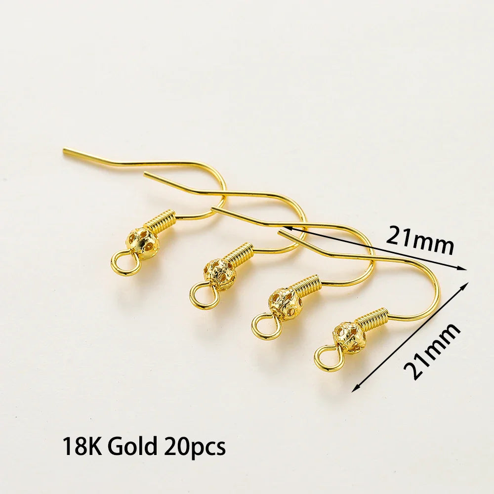 20pcs/lot 6 Styles 14K 18K Gold Plated Earring Wires With Ear Hook Earrings Clasp Findings Supplies For  DIY Jewelry Making Vera Lux
