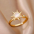 Exaggerated Sun Rings For Women Gold Color Stainless Steel Sun Adjustable Ring Fashion Anniversary Party Lucky Jewelry Gift Vera Lux