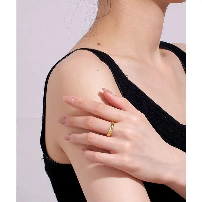 925 Sterling Silve Gold Colour Ring Fashion Women's Classic Simple Couple's Wedding Ring Engagement Party Jewellery Gift Vera Lux