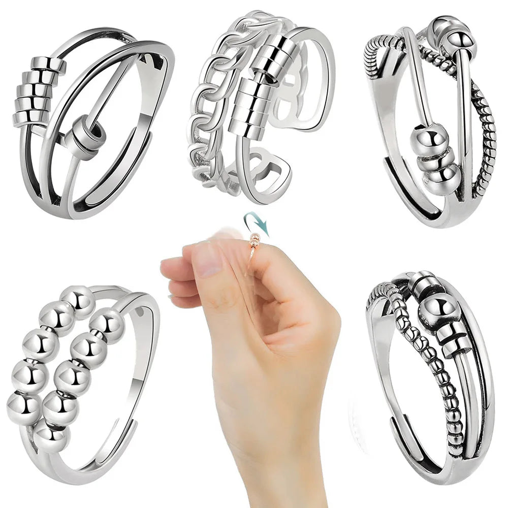 SMJEL Anti Stress Anxiety Ring Fidget Spinner Rings Adjustable for Women Rotating Freely Spinning Accessories Jewelry Gifts Vera Lux