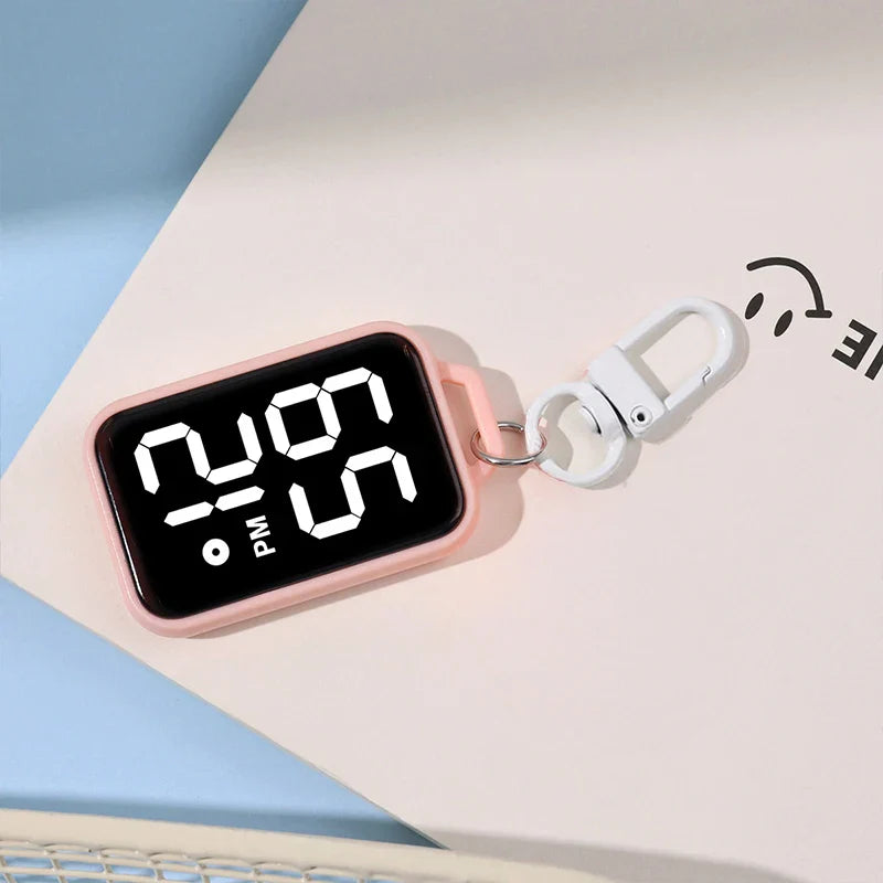 1PC LED Keychain Pocket Watch Digital Display Electronic Watch Student Backpacks Keys Pendant Cartoon Small Hanging Watch Gift Vera Lux