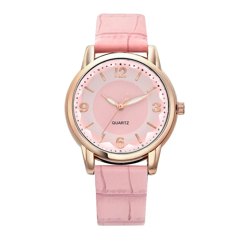 Leather Strap Ladies Watch Polygon Glass Luxury Women clocks Dial Quartz Creative Fashion Quartz Watch Vera Lux