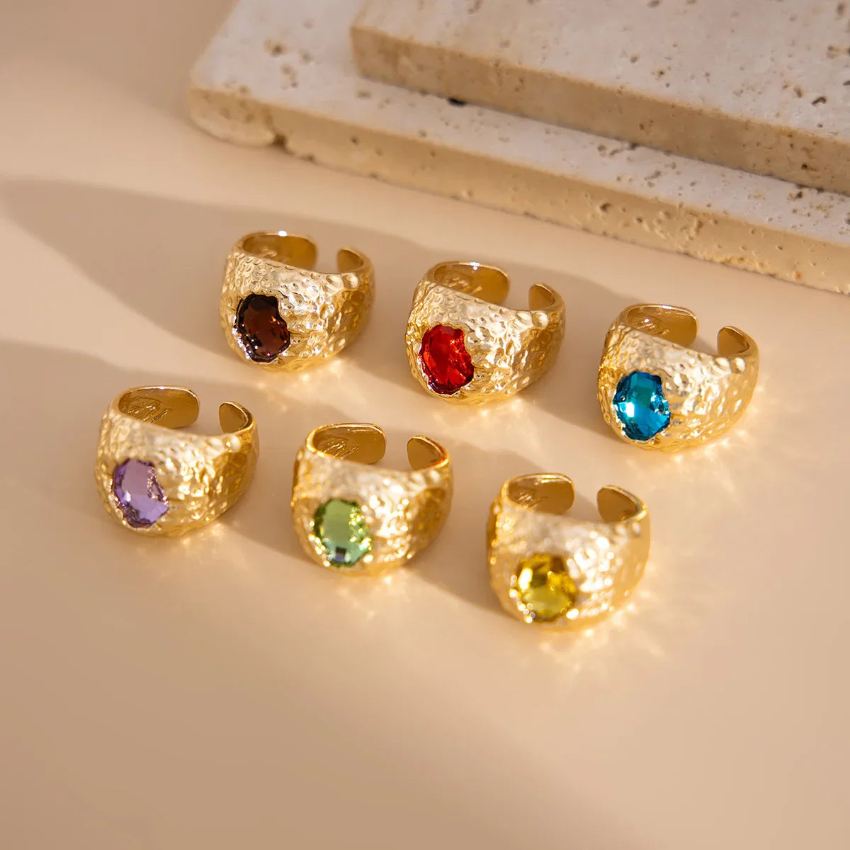 LATS Vintage Punk Inlaid Rhinestone Rings for Women Geometric Exaggerated Personalized Liquid Glossy Light Luxury  Jewelry Vera Lux