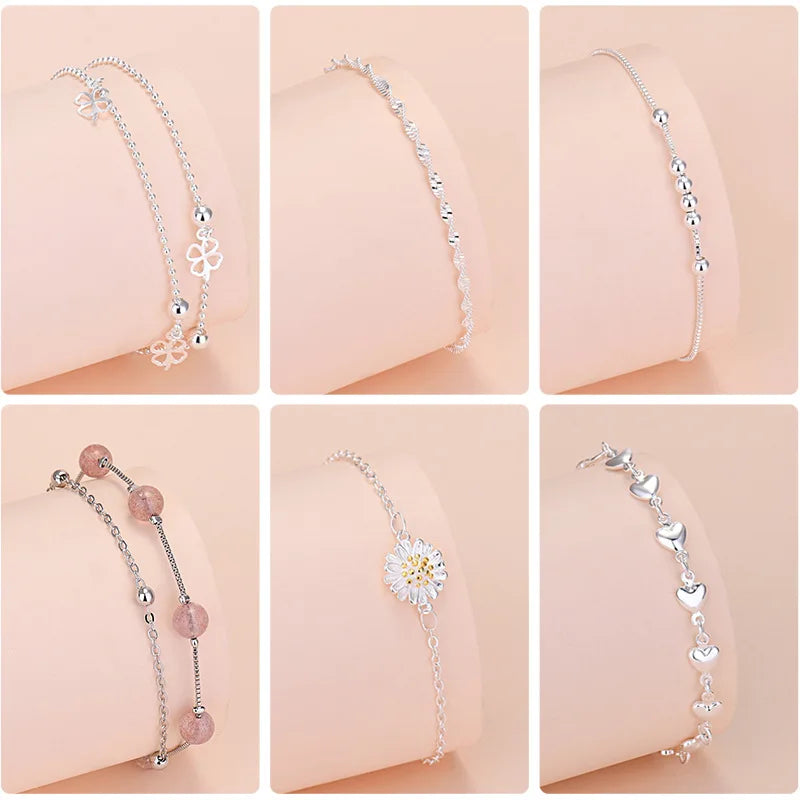 925 Sterling Silver Lucky Bead Charm Bracelets Woman Couple Chain Round Bangles Luxury Jewelry Accessories Wholesale Vera Lux