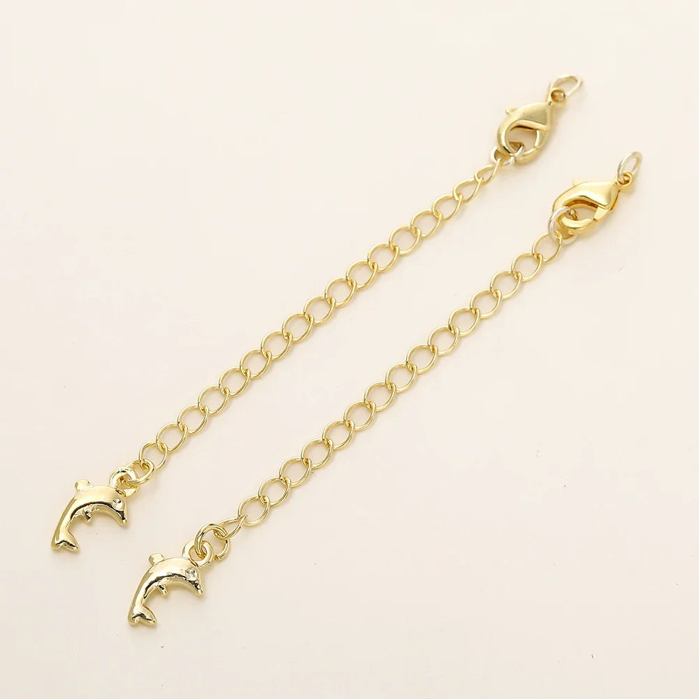 5/10pcs/Pack 14/18K Gold Color Plated Brass Various Extension Chain With Lobster Clasps for DIY Necklace Jewelry Making Findings Vera Lux